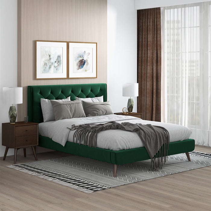 Dillon - Mid-Century Modern Velvet Platform Bed