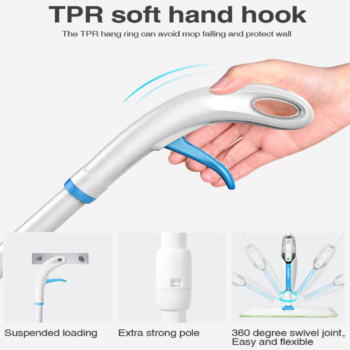 Superfine Fiber Washable Mat Spray Mop With 300Ml Reusable Bottle For Various Floors - Blue