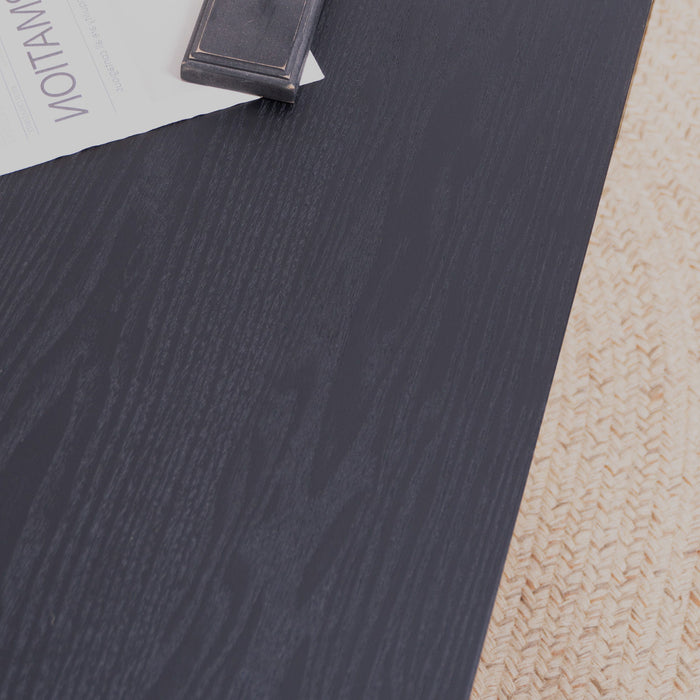 Rustic Carved Wood Coffee Table, Handcrafted Look With Ornate Side Panels