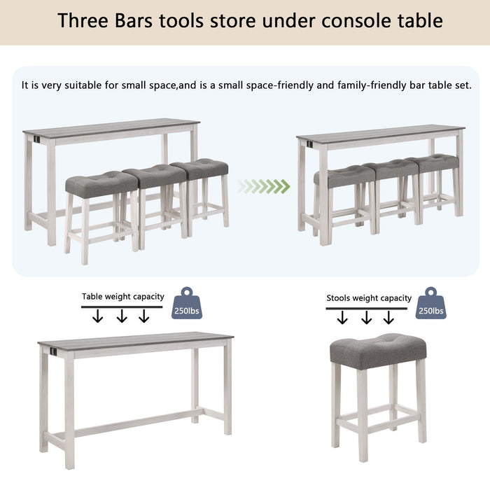 4 Piece Bar Table Set With Power Outlet
