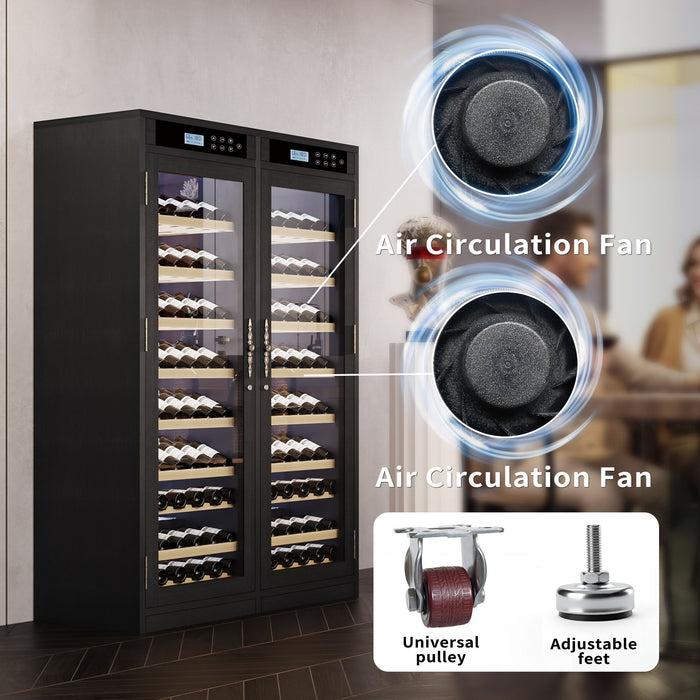 Wine Cooler With Dual Zone Temperature Control, Vacuum Insulated Door - Black