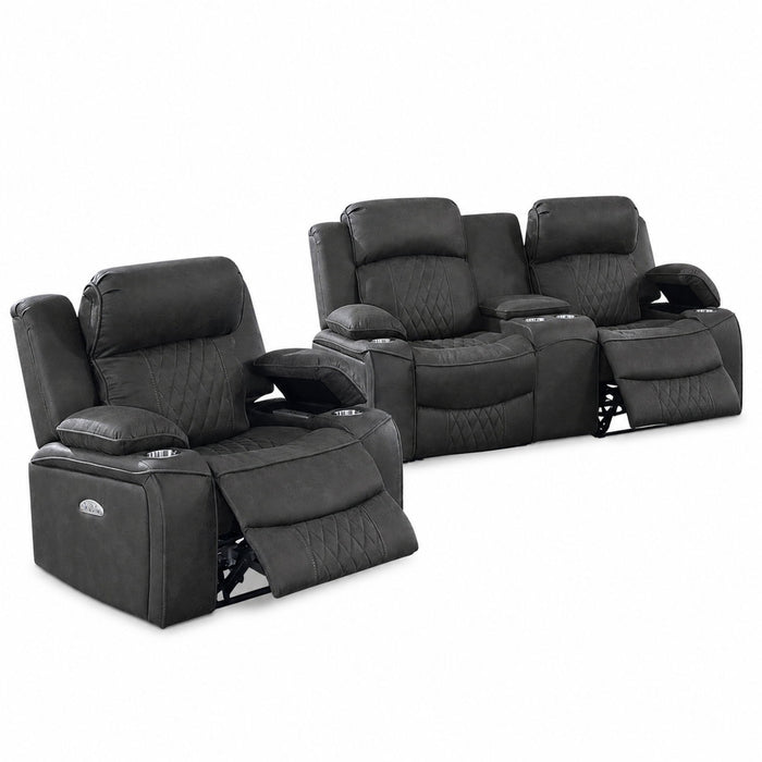 Power Motion Living Room Set With USB Port, Adjustable Headrest, Cup Holder