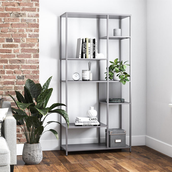 Mission District - Bookcase Room Divider With 6 Shelves - Gray