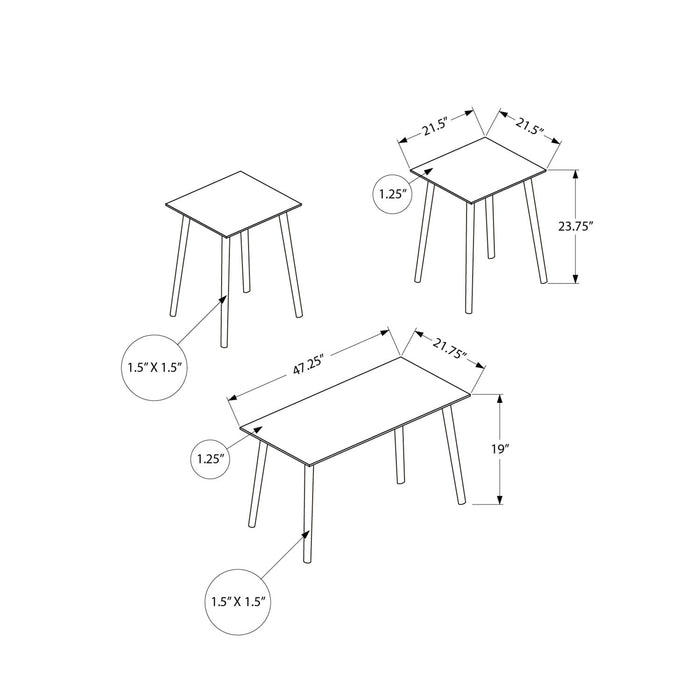 Contemporary 3 Piece Table Set With Coffee Table And 2 End Tables