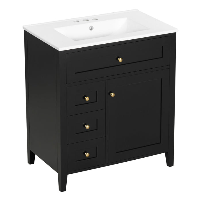 Bathroom Vanity With Sink, 3 Drawers And Adjustable Shelf, Freestanding Storage Unit