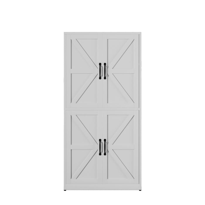 Kitchen Pantry Cabinet With Adjustable Shelves, Heavy Duty Storage - White