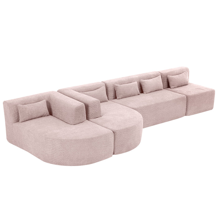Upholstered Sofa Free Combined Sofa Couch With 2 Chaise Lounge And Five Back Pillows For Living Room