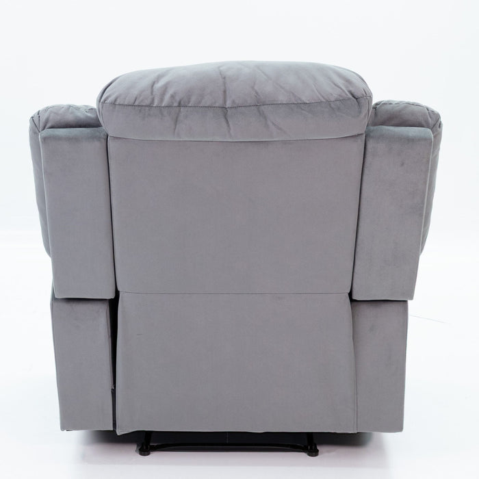 Modern Manual Recliner With Padded Seat And Pillow Arms
