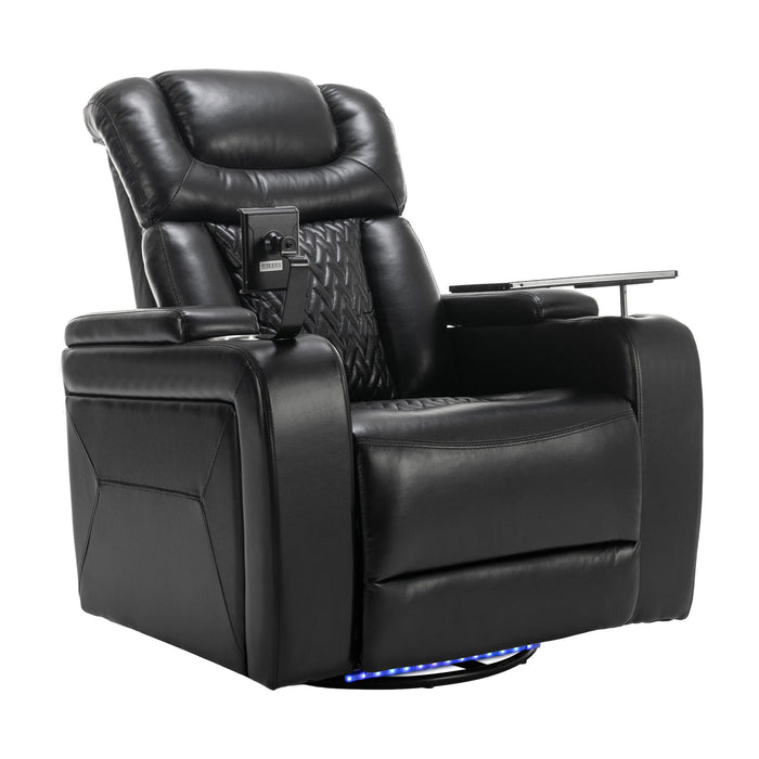 270 Degree Swivel Power Recliner With Tray Table, Phone Holder, Cup Holder, USB Port
