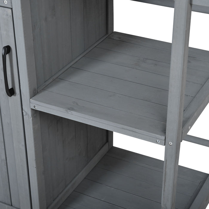 Outdoor Kitchen Island Prep Station With Lockable Wheels, Ample Storage, Towel & Spice Racks