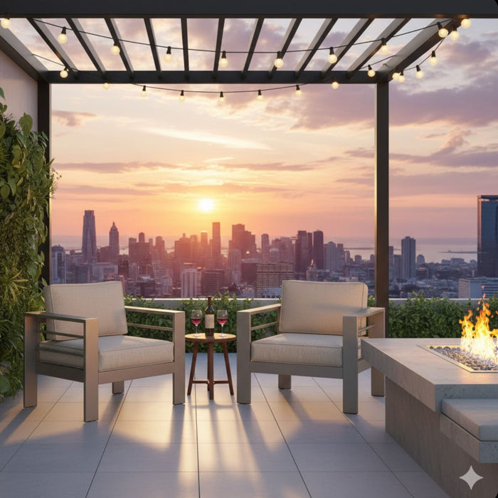 Modern All-Weather Patio Armchairs With Thick Cushions (Set of 2)