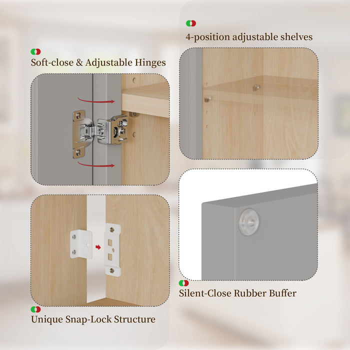 Shaker Wall Cabinet With Soft-Close Doors, Adjustable Shelves
