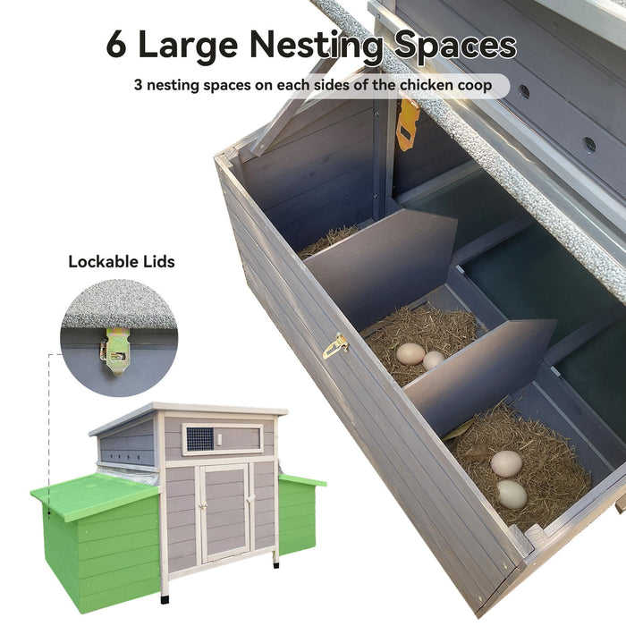 Chicken Coop, Large Outdoor Hen House With Run And Nesting Box Poultry Cage, Rabbit Hutch - Gray