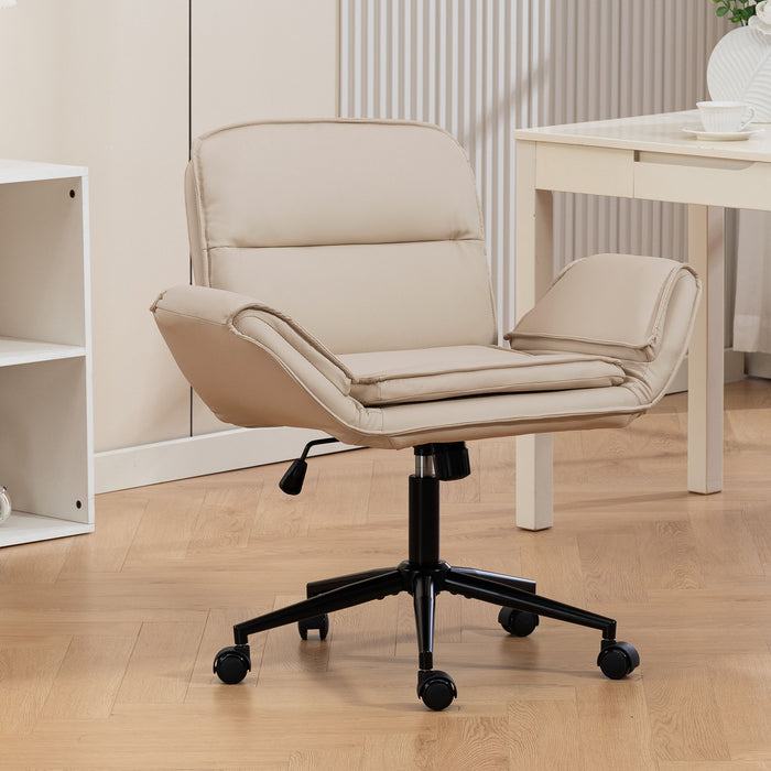 Criss Cross Swivel Desk Chair With Adjustable Armrests & Wheels For Home Office