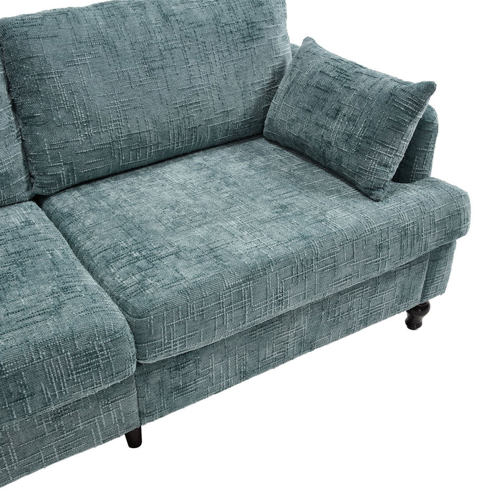Chenille 2 Seater Sofa With LED Light, USB Charging Port, And Storage Bag
