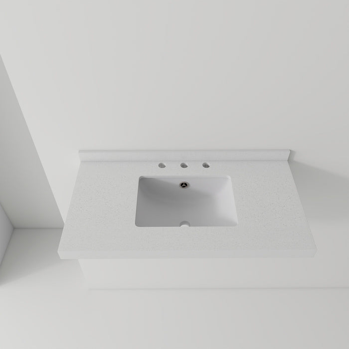 Basin Sink With 2" Thick Rim, Triple Faucet Holes, Sink Only