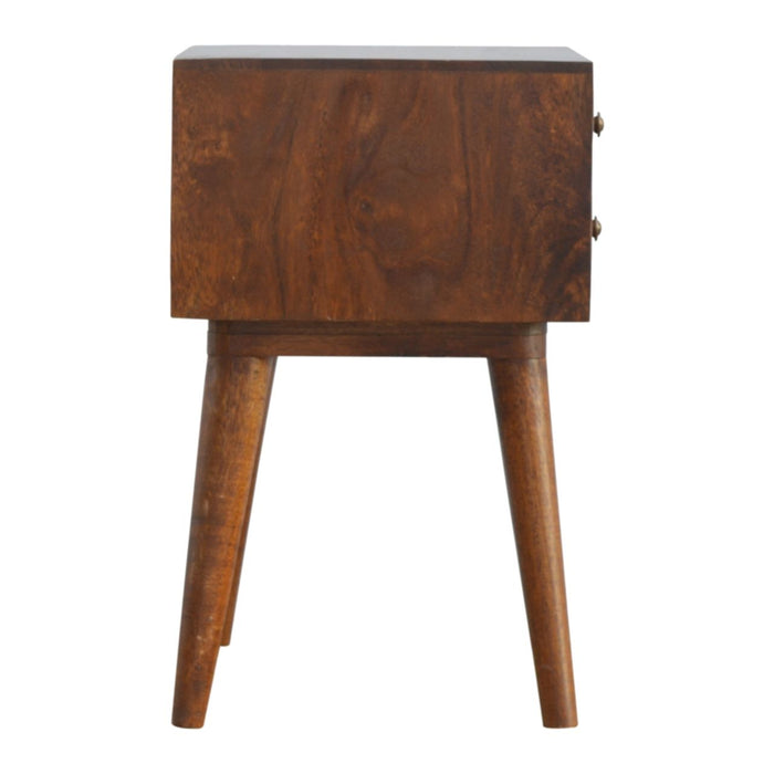 Inlay Geo Brass Bedside Table - Chestnut