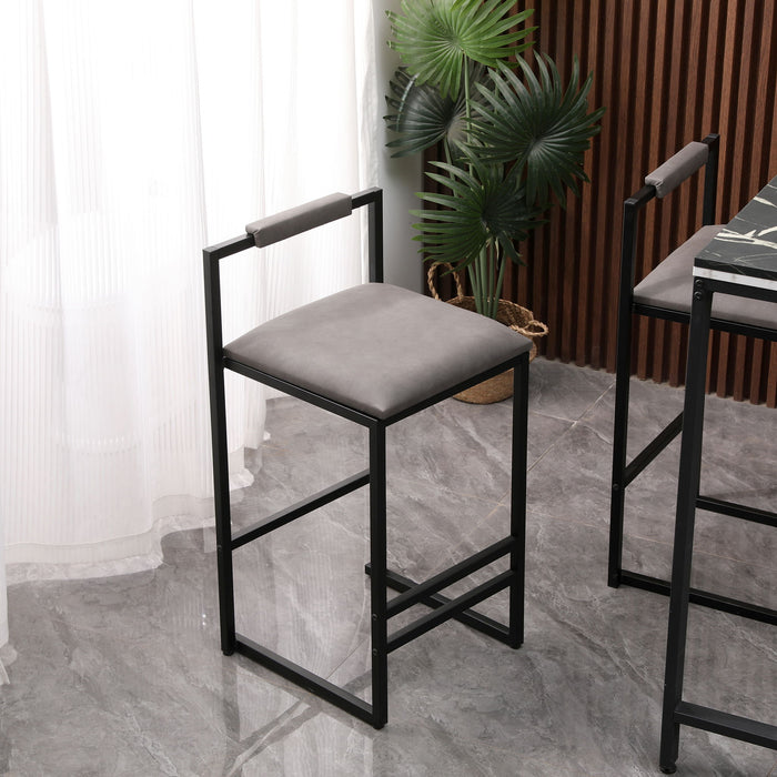 Elegant Bar Stool Set With Backrest And Footrest, Counter Height (Set of 2)