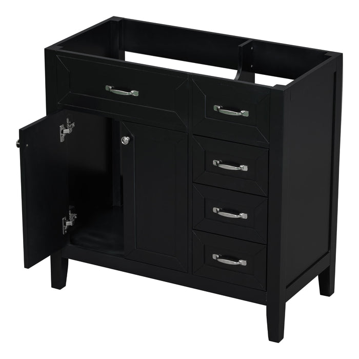 Modern Bathroom Vanity Base Only, 2 Doors And 3 Drawers