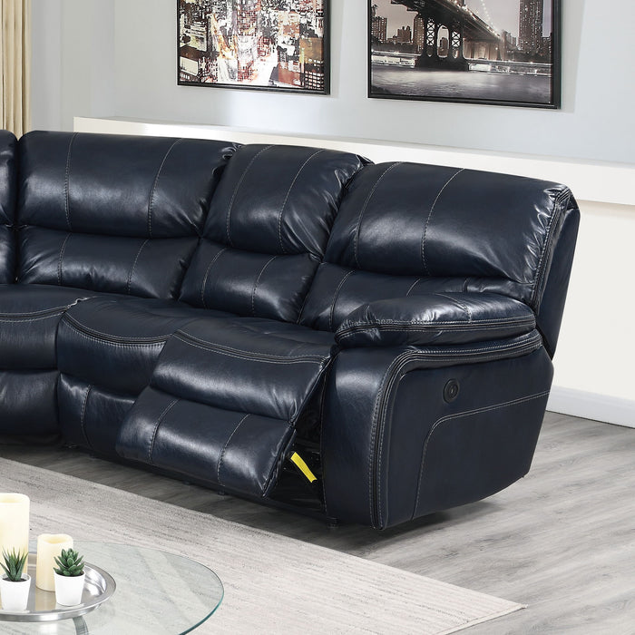 Power Motion Reclining Sectional Sofa With Console Cup Holders And USB Charging Port - Blue