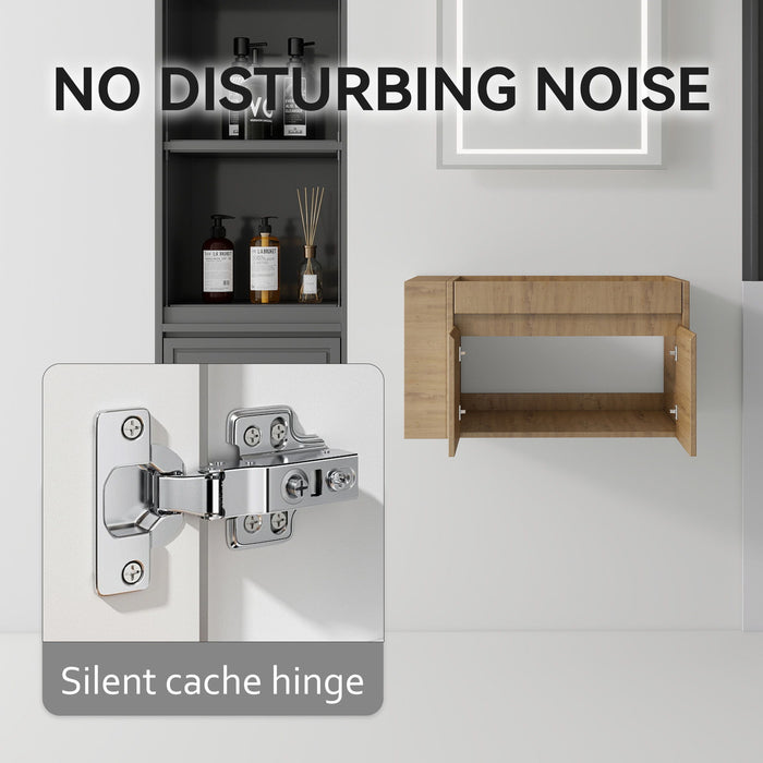 Floating Bathroom Vanity Cabinet, Soft Close Double Drawers, Open Side Storage, Wall Mounted, Cabinet Only