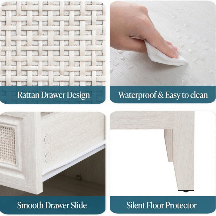 Nightstands With 2 Drawers, Bedside Tables For Small Spaces (Set of 2) - White
