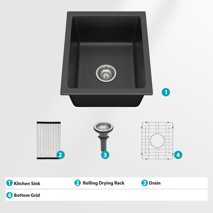 Quartz Composite Undermount Single Bowl Kitchen Sink