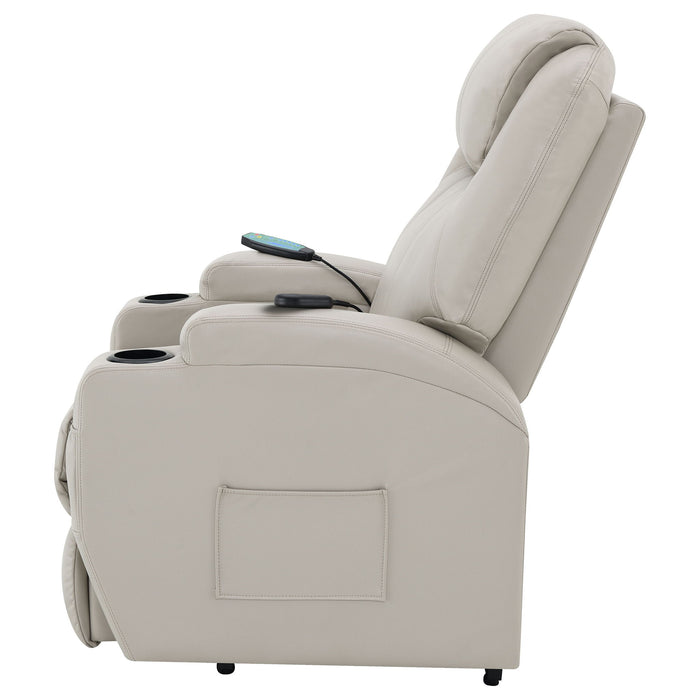 Selwyn - Upholstered Power Massage Recliner With Heat And Massage Functions - Champagne