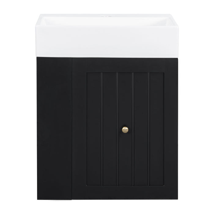 Modern Bathroom Vanity With Sink, Storage Cabinet, Drawer & Side Shelf