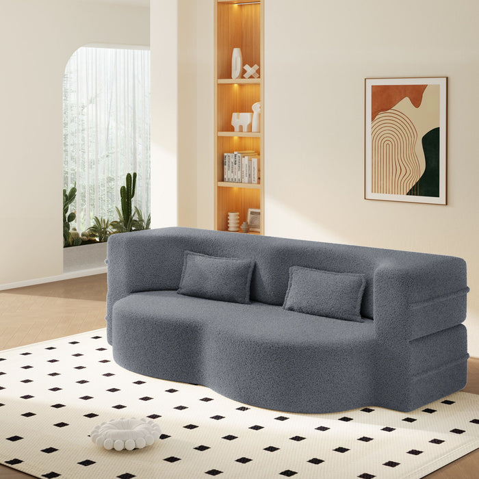 Modern Floor Sofa With 2 Pillows, Twin Size For Living Room