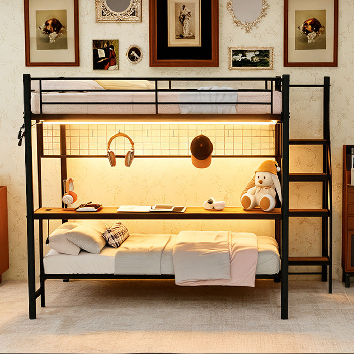 Bunk Bed With Built In Desk And LED Lighting