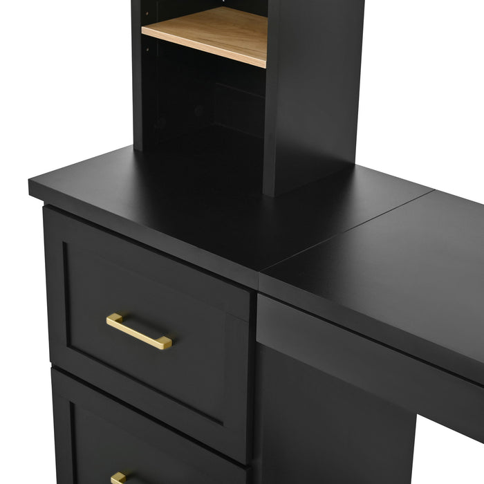 Computer Desk With Hutch, Workstation With Desk Grommet & Keyboard Tray