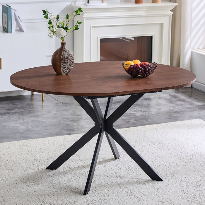 Extendable Round Dining Table - Walnut