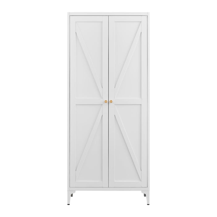 Adjustable 2 Door Kitchen Pantry Cabinet With Striped Design