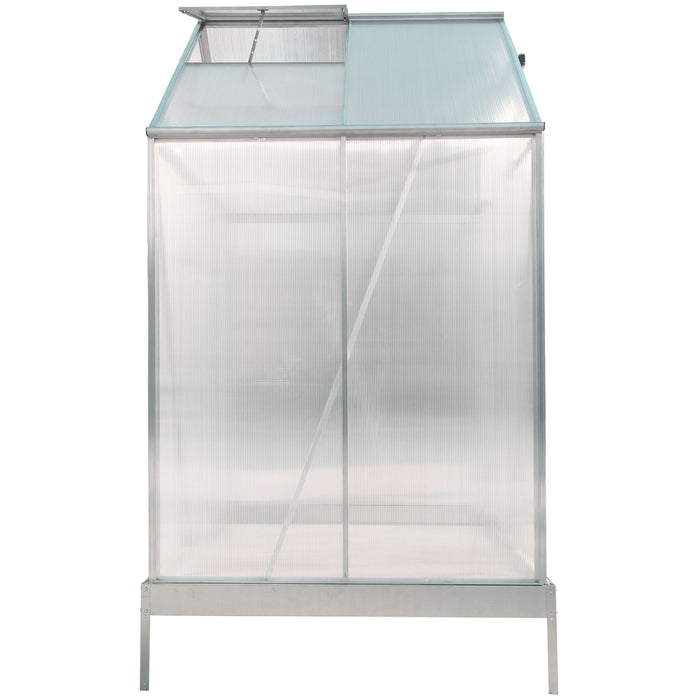 Polycarbonate Greenhouse, Heavy Duty Outdoor Aluminum Walk-In Green House Kit With Rain Gutter, Vent And Door For Backyard Garden