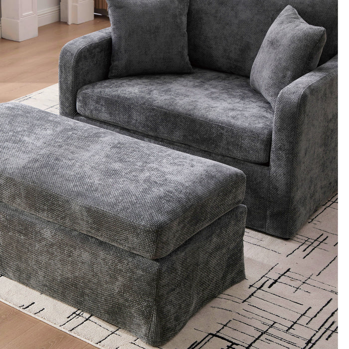 Accent Chair With Ottoman, Includes 2 Bolster Pillows