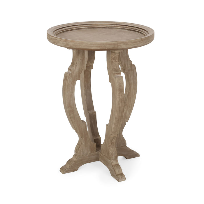 French Country Style Accent Table With Hourglass Design