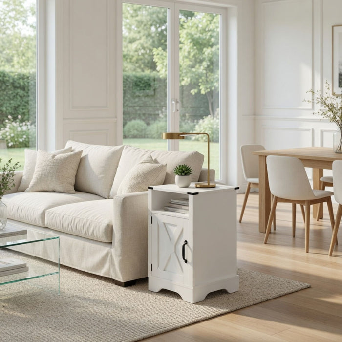 Farmhouse Nightstand, Charging Station & Storage