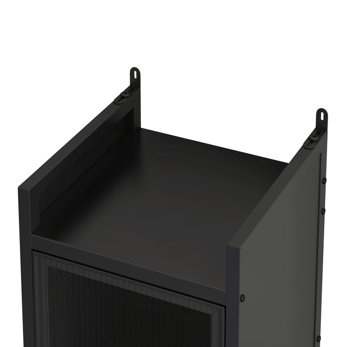 Glass Door Cabinet With Tier Storage