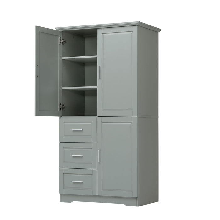 Tall And Wide Storage Cabinet With Doors, 3 Drawers