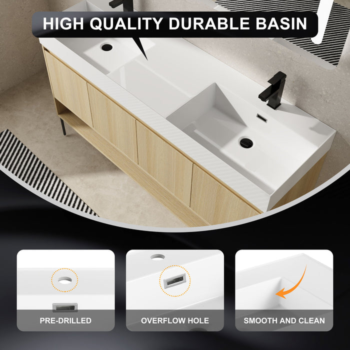 Modern Bathroom Vanity Combo With Single Resin Sink And Storage Cabinet