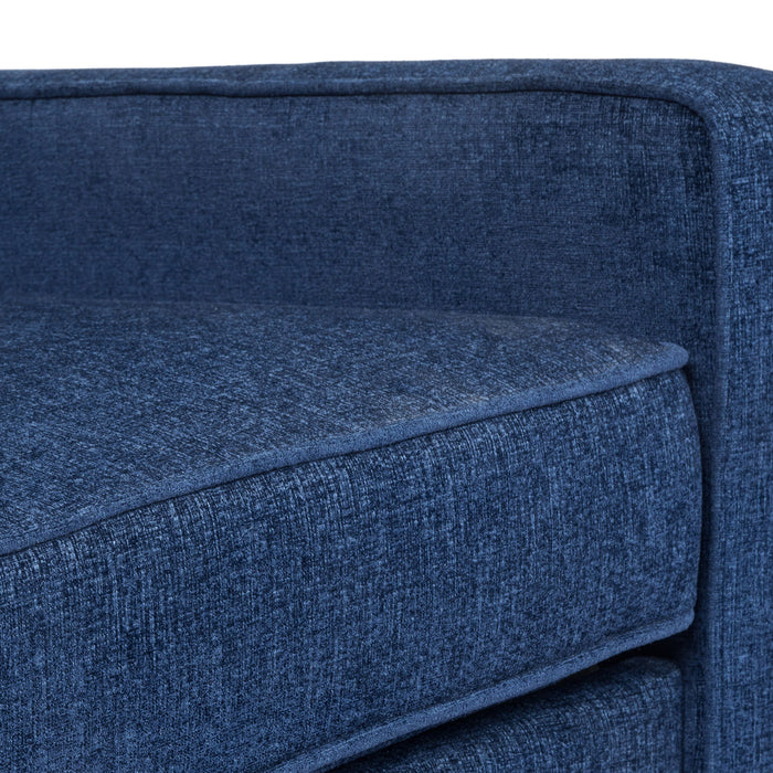 Mid Century Modern Club Chair With Upholstery And Rubberwood Legs - Navy Blue