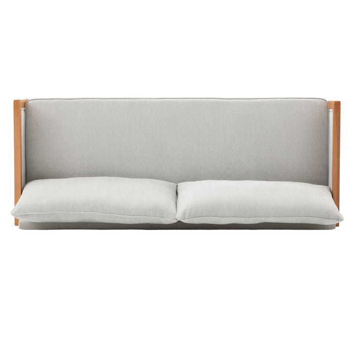 Modern 3 Seater Sofa With Wood Armrests
