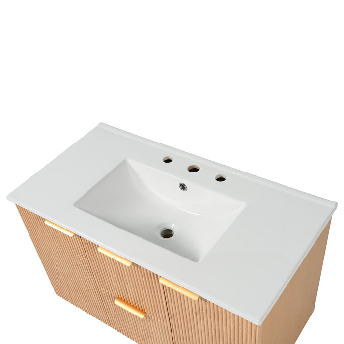 Modern Wall Mounted Bathroom Vanity, Soft Close Doors