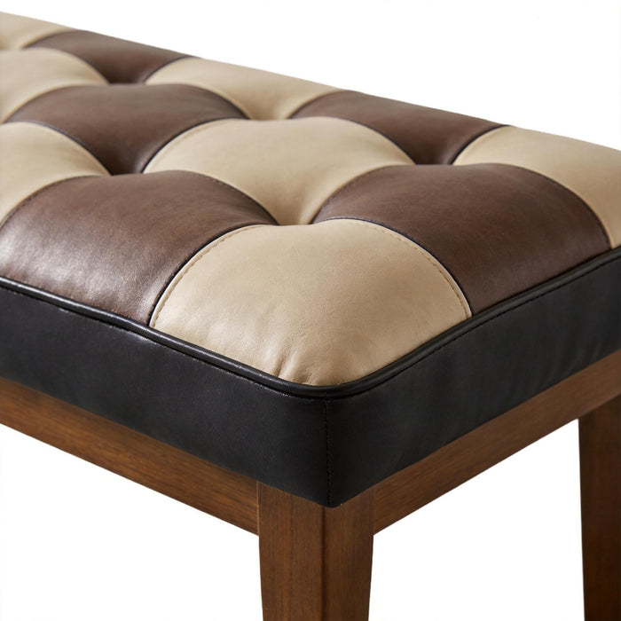 Checkered Bench For Entryway - Black / Brown / Cream
