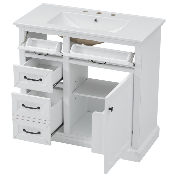 Modern Bathroom Vanity With Sink Top, 4 Drawers And 1 Soft-Close Door