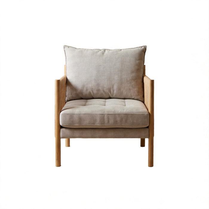 Accent Armchair With Removable Cushions For Living Room - Matte Black / Natural / Sand
