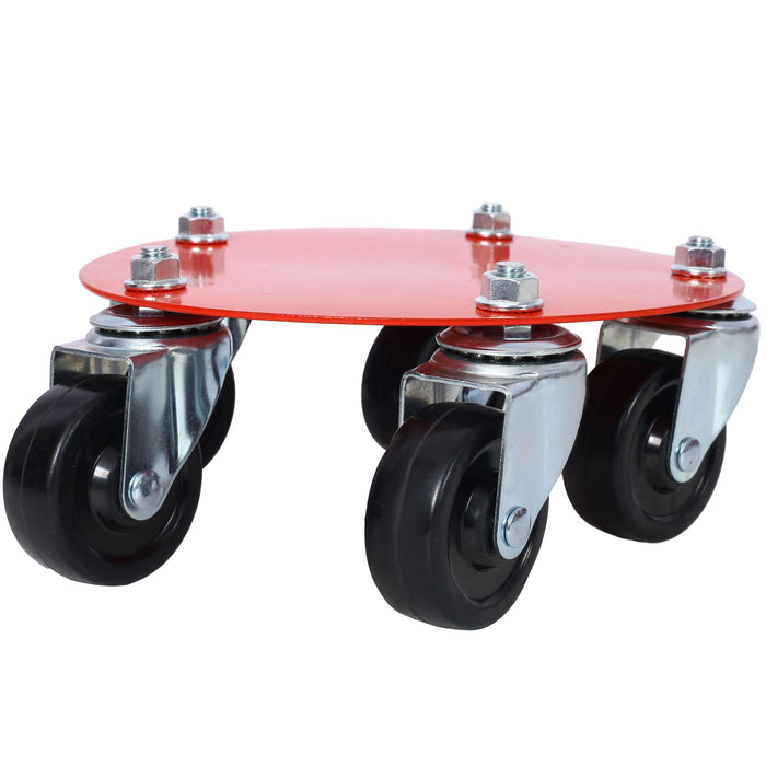 Heavy Duty Snowmobile Dolly V Slide With 2.5" Swivel Casters, Rubber Pad, 1500Lbs Capacity Steel - Red