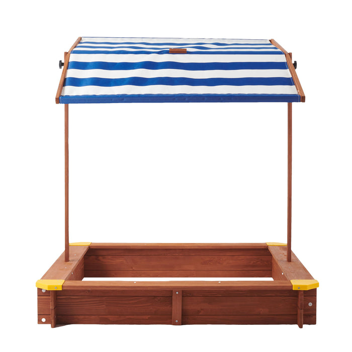 Kids Sandbox With Cover, Sand Box With Adjustable Canopy, Large Outdoor Cedar Sandpit For Backyard Play - Reddish Brown