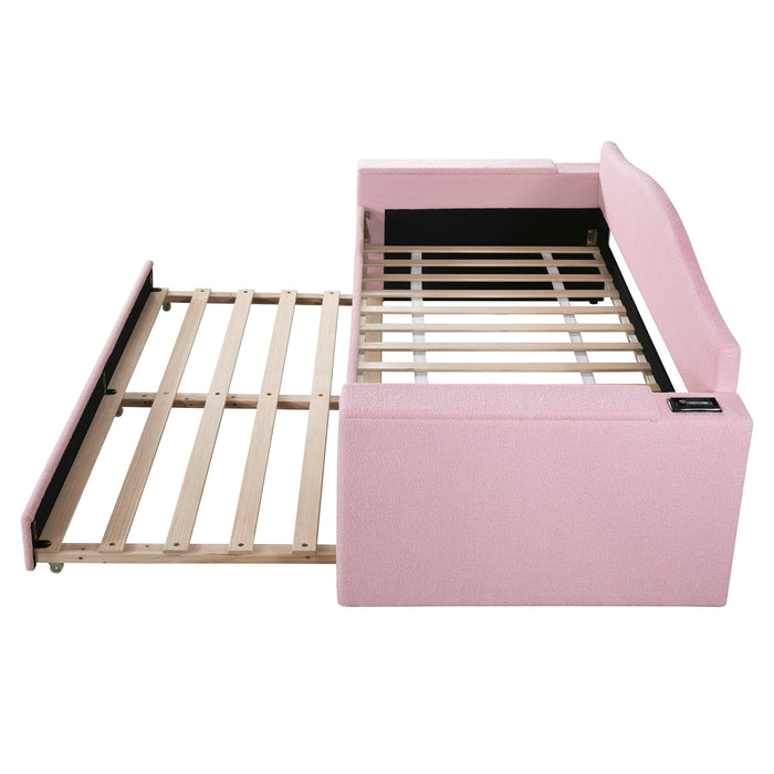 Upholstered Daybed With Storage Armrests, Trundle And Latest Integrated Bluetooth Audio System